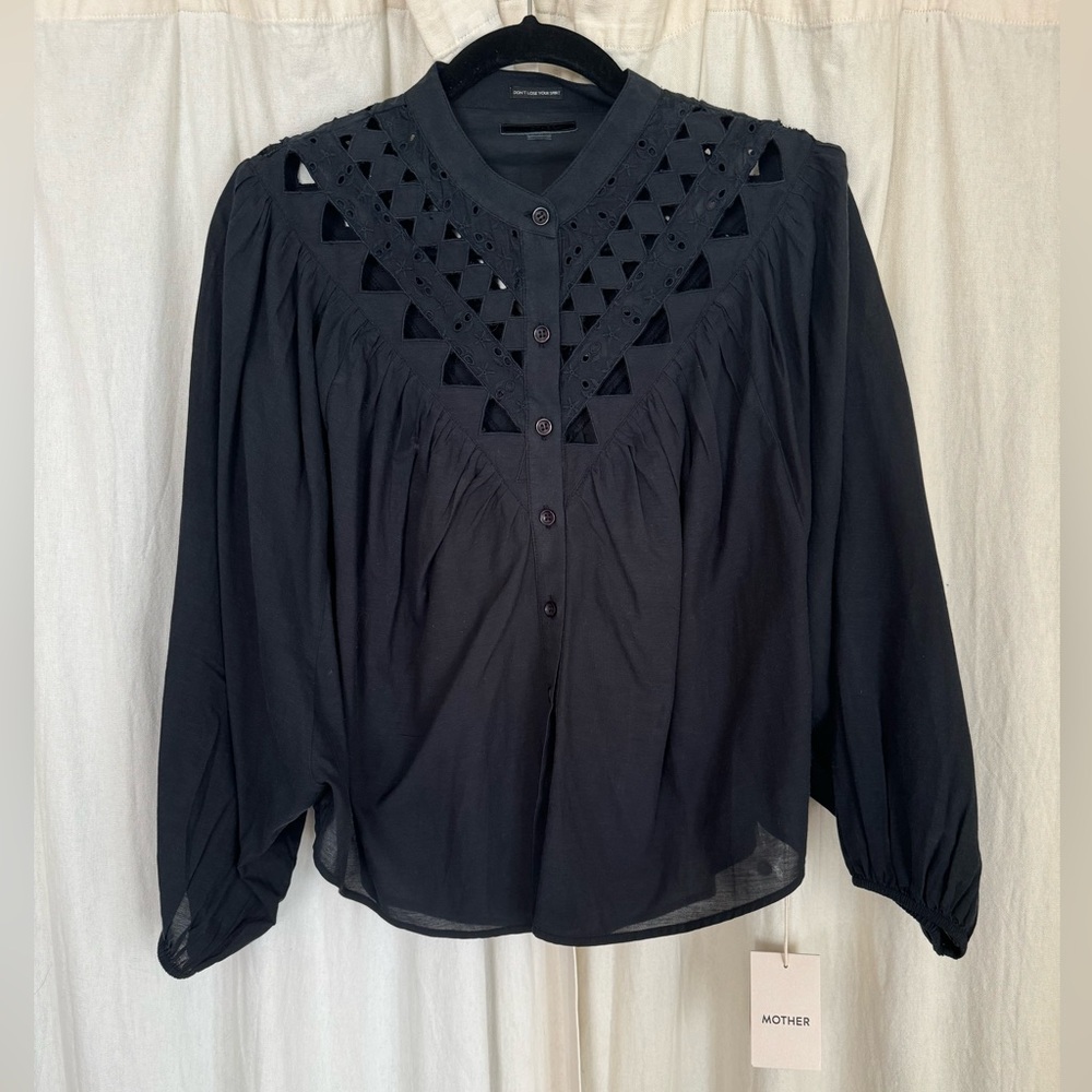 MOTHER Black Cut-Out Blouse New with tags